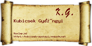 Kubicsek Gyöngyi névjegykártya