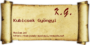 Kubicsek Gyöngyi névjegykártya
